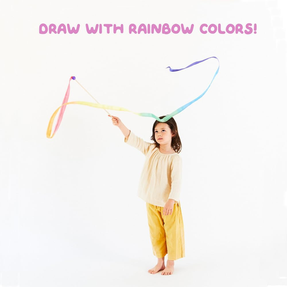 Sarah's Silk Streamer - Ribbon Wand for Kids, Pretend Play, Dance, Baton Stick Twirling, and Gymnastics Party Favors | 100% Silk and Wood Montessori and Waldorf Toys