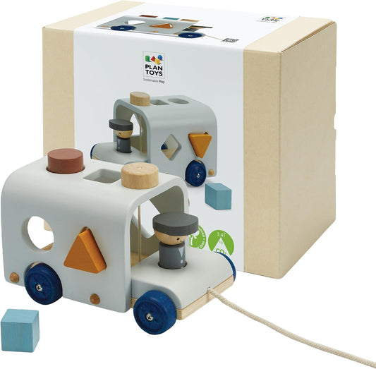 Wooden Shape Sorting Bus Toy for Kids Ages 3+ | Montessori Pull along & Colour Learning Activity for Sorting, Coordination & Fine Motor Skills | Eco-Friendly Educational Playset