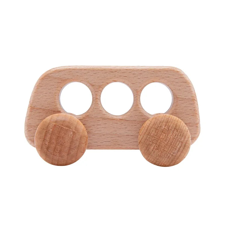 Set of 8 Wooden Dinosaur Vehicles - Montessori Developmental Push Toys for Infants and Toddlers