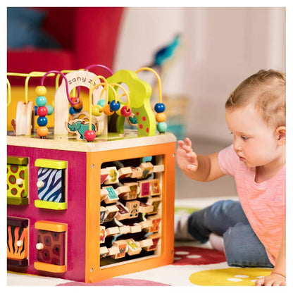 B. Toys Wooden Activity Cube - Zany Zoo: Educational Play with Animals, Spinners