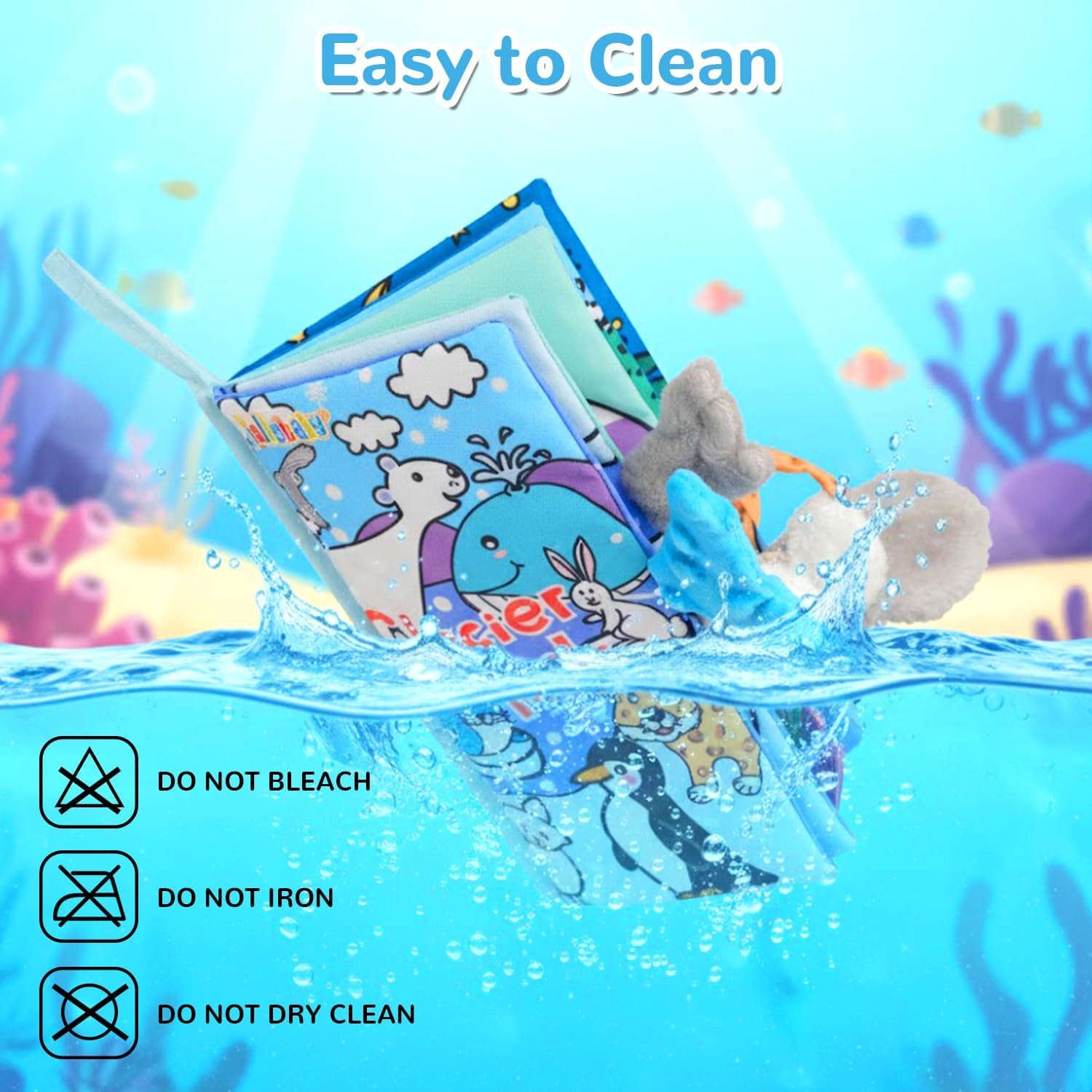 Soft Cloth Baby Books for Infants 0-6 Months - Crinkle Sensory Toys with Glacier Tails for Tummy Time and Touch & Feel Experience (3 Months+)