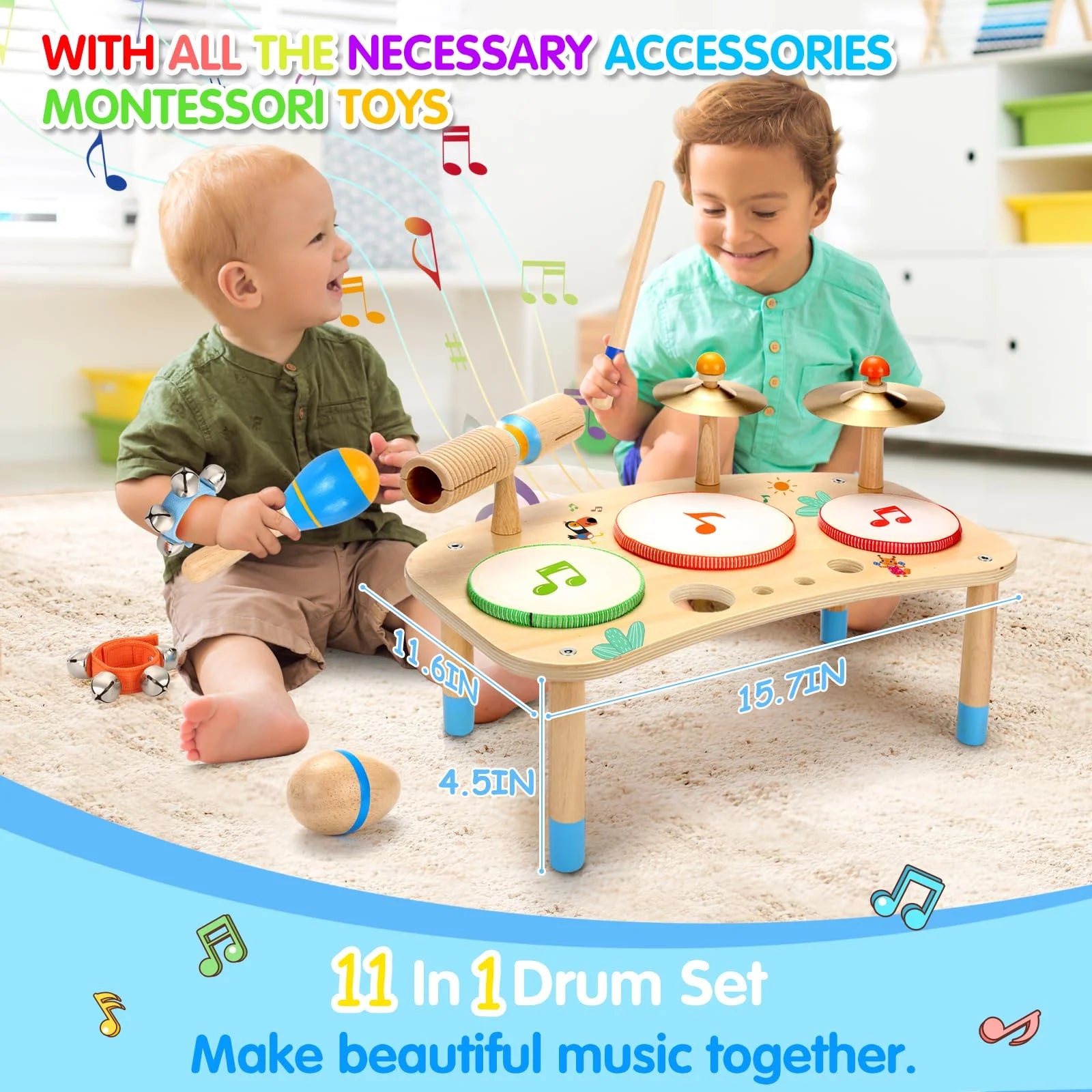 Kids Drum Set,Musical Instruments for Toddlers Montessori Learning Preschool Toys for Boys Girls Birthday