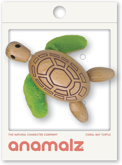 Turtle Wooden Animal Toy for Toddlers, Fun and Posable Turtle for Early Learning, Montessori, and STEM, Smooth Natural Wood, Boys and Girls