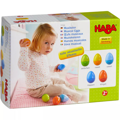 HABA Fun with Sounds Wooden Eggs - Five Acoustic Sounds, German-Made Musical Instruments for Toddlers, Montessori Sensory Toys for Ages 2 and Up