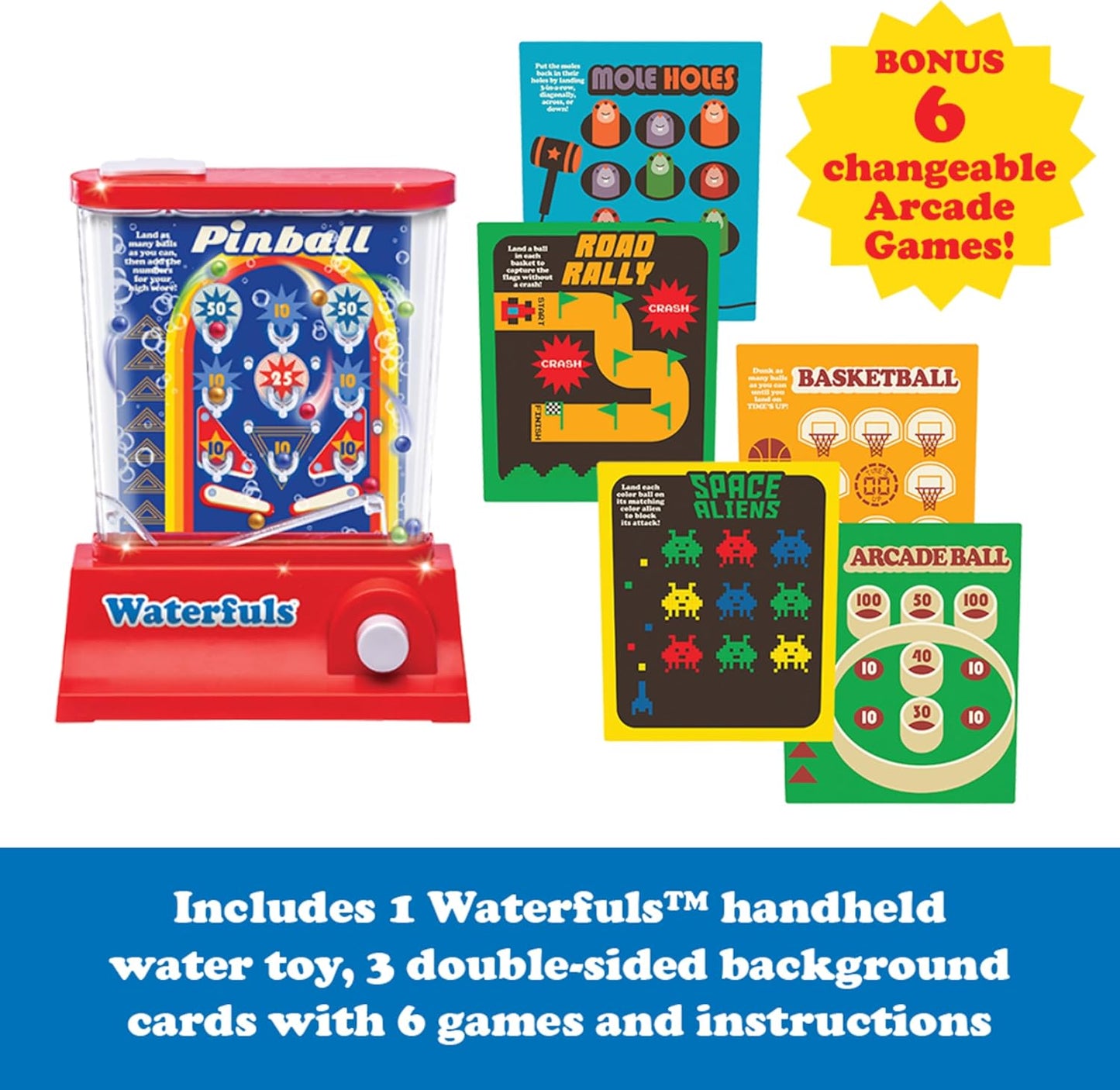 Original Waterfuls Classic Handheld Water Games – Kids Games, Retro Travel Games, Fidget Toys for Kids, Autism Toys, 6 Interchangeable Back Panels, Screen Free Play, Portable, Ages 3+