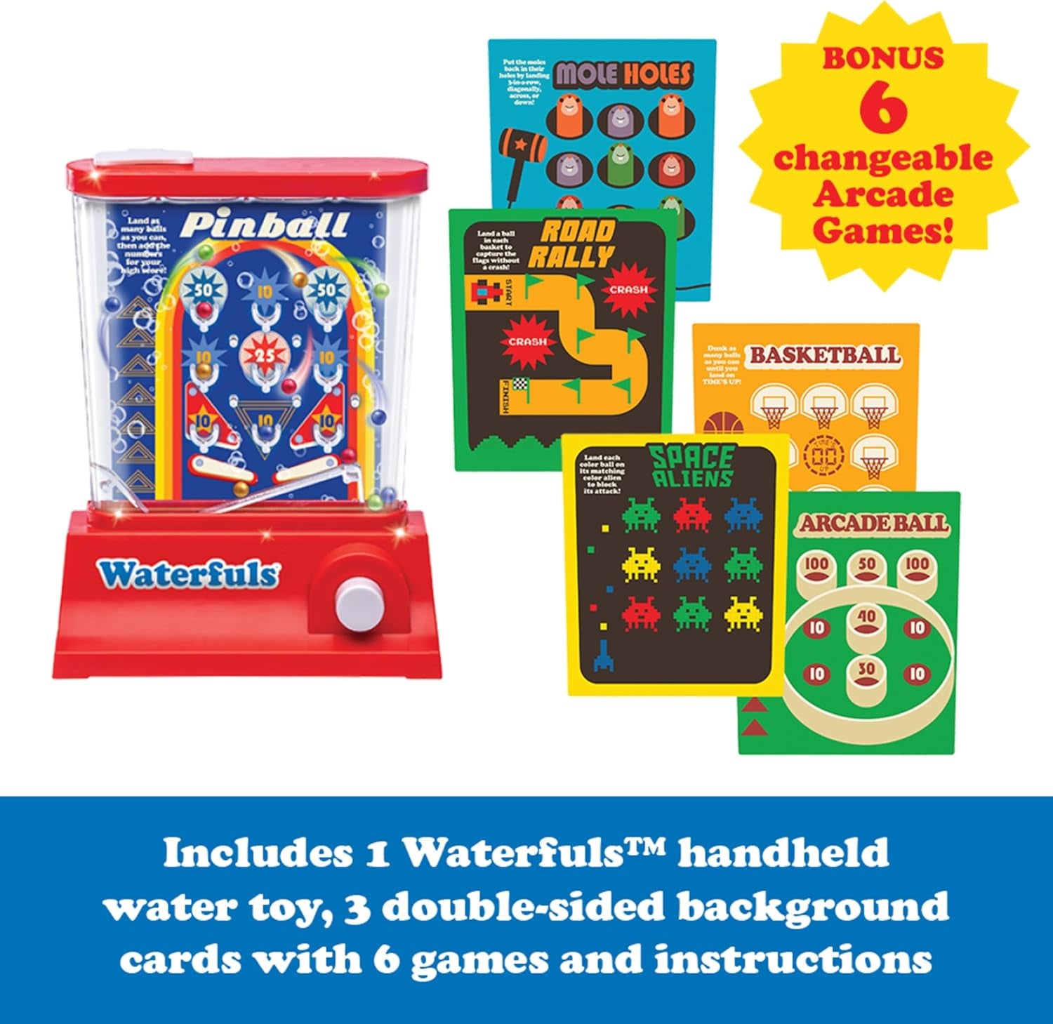 Original Waterfuls Classic Handheld Water Games – Kids Games, Retro Travel Games, Fidget Toys for Kids, Autism Toys, 6 Interchangeable Back Panels, Screen Free Play, Portable, Ages 3+