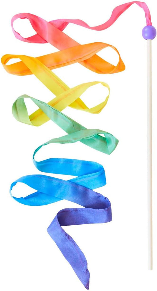 Sarah's Silk Streamer - Ribbon Wand for Kids, Pretend Play, Dance, Baton Stick Twirling, and Gymnastics Party Favors | 100% Silk and Wood Montessori and Waldorf Toys