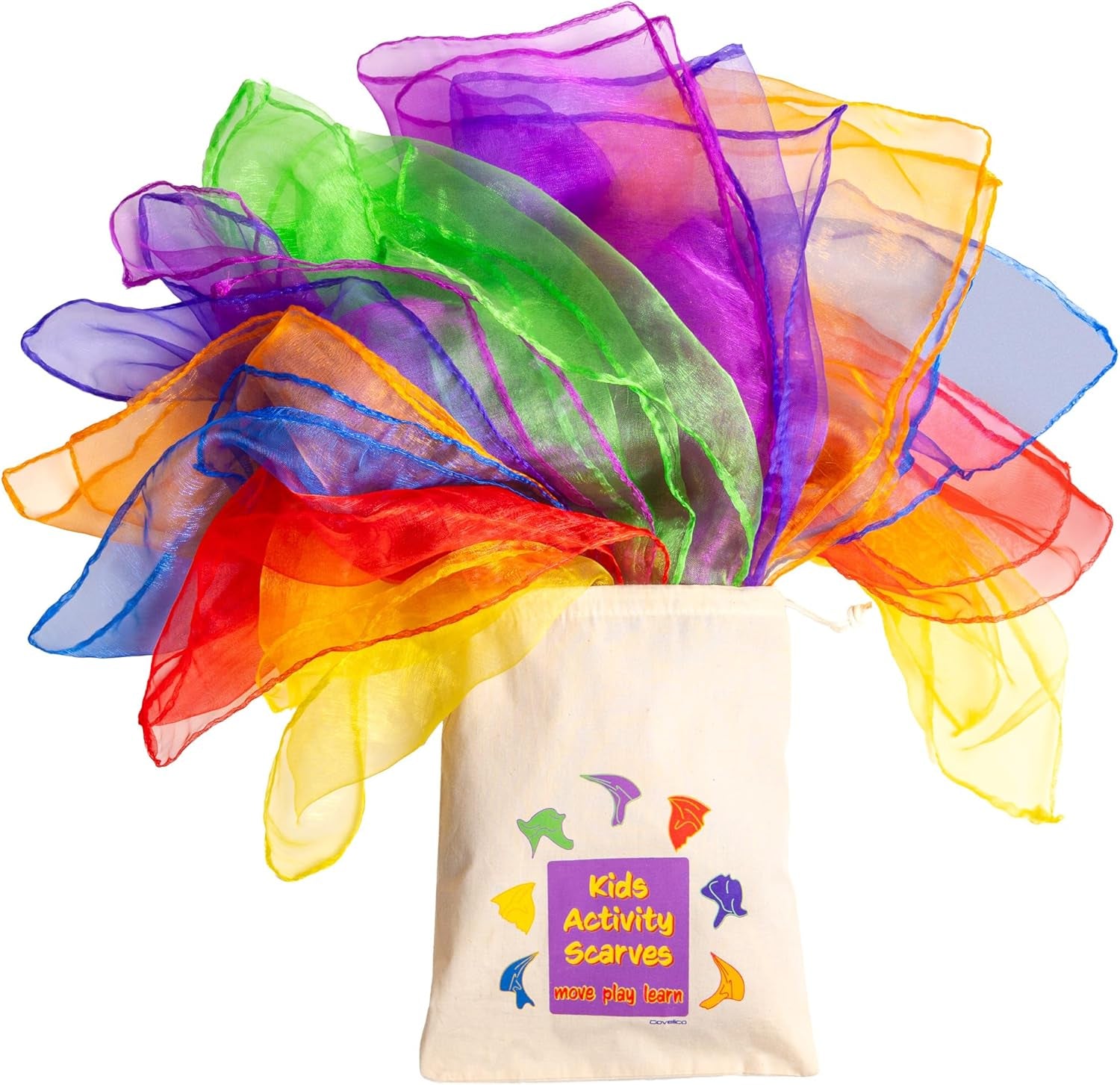 Play Scarves – Montessori-Inspired Sensory Dance Scarves for Toddlers & Preschool, 7 Pairs of Music & Movement Props for Classroom, Daycare & PE, Waldorf Gross Motor Toys
