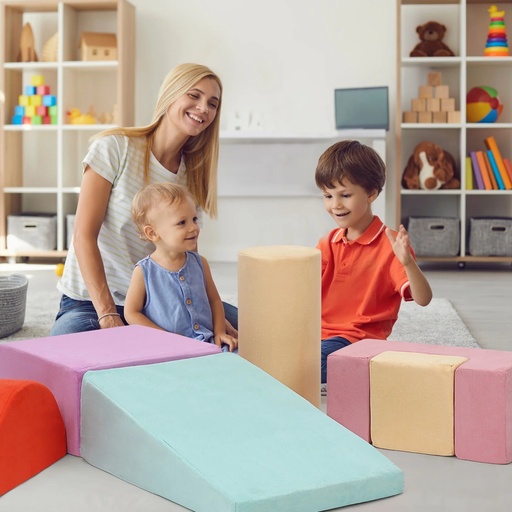 6-Piece Soft Foam Climbing Set for Toddlers and Preschoolers - Indoor Activity Play Blocks for Climbing, Crawling, and Sliding