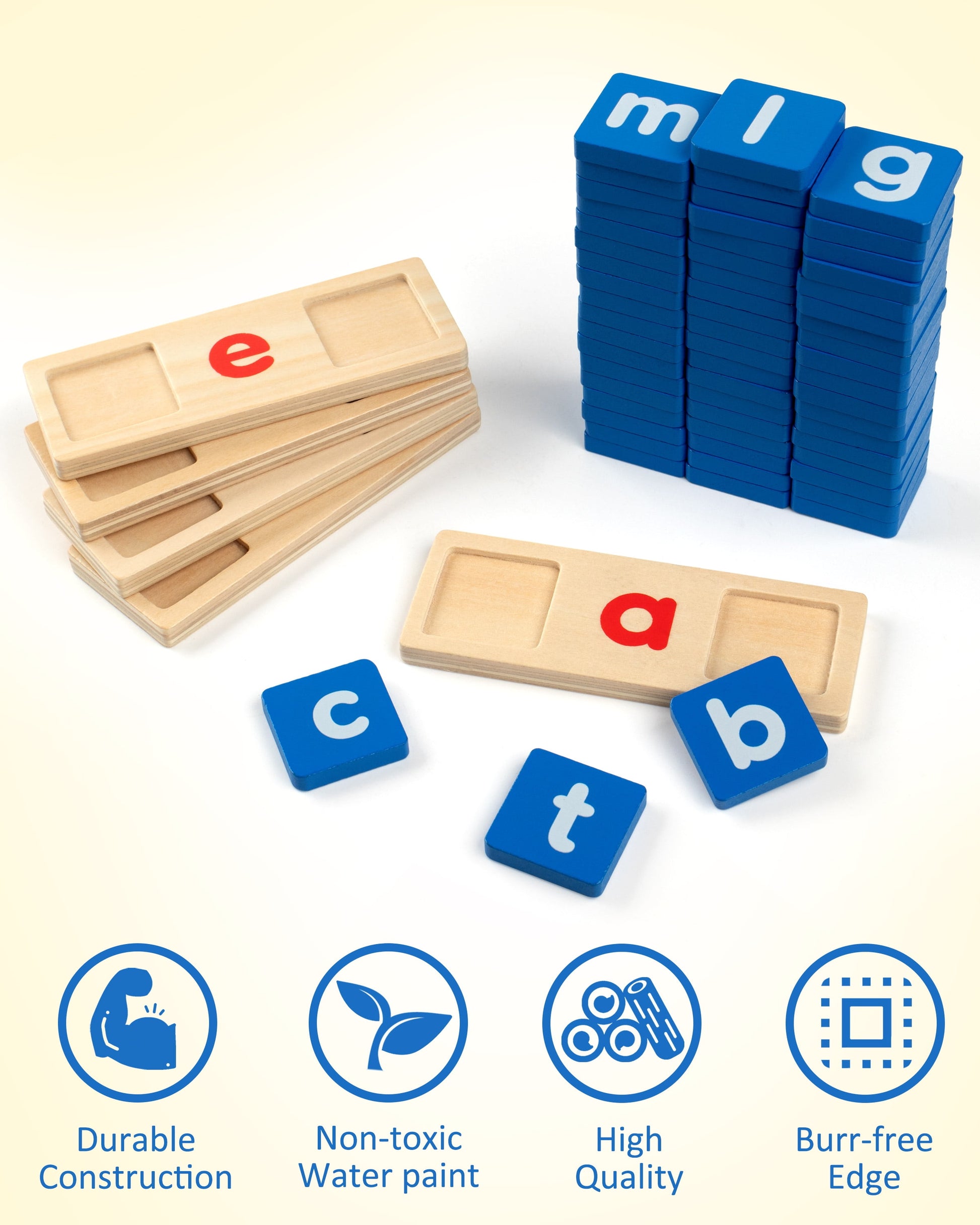 Wooden Spelling Games Short Vowel Reading Letters Sorting , Sight Words Learning Flashcards Alphabet Puzzle Montessori Educational Toy for 3 4 5 Years Old