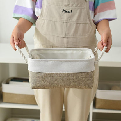 Rectangular Fabric Storage Baskets for Shelving and Closet Organization - Collapsible Design for Clothes, Books, and Gifts