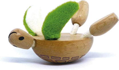 Turtle Wooden Animal Toy for Toddlers, Fun and Posable Turtle for Early Learning, Montessori, and STEM, Smooth Natural Wood, Boys and Girls