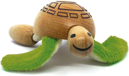 Turtle Wooden Animal Toy for Toddlers, Fun and Posable Turtle for Early Learning, Montessori, and STEM, Smooth Natural Wood, Boys and Girls