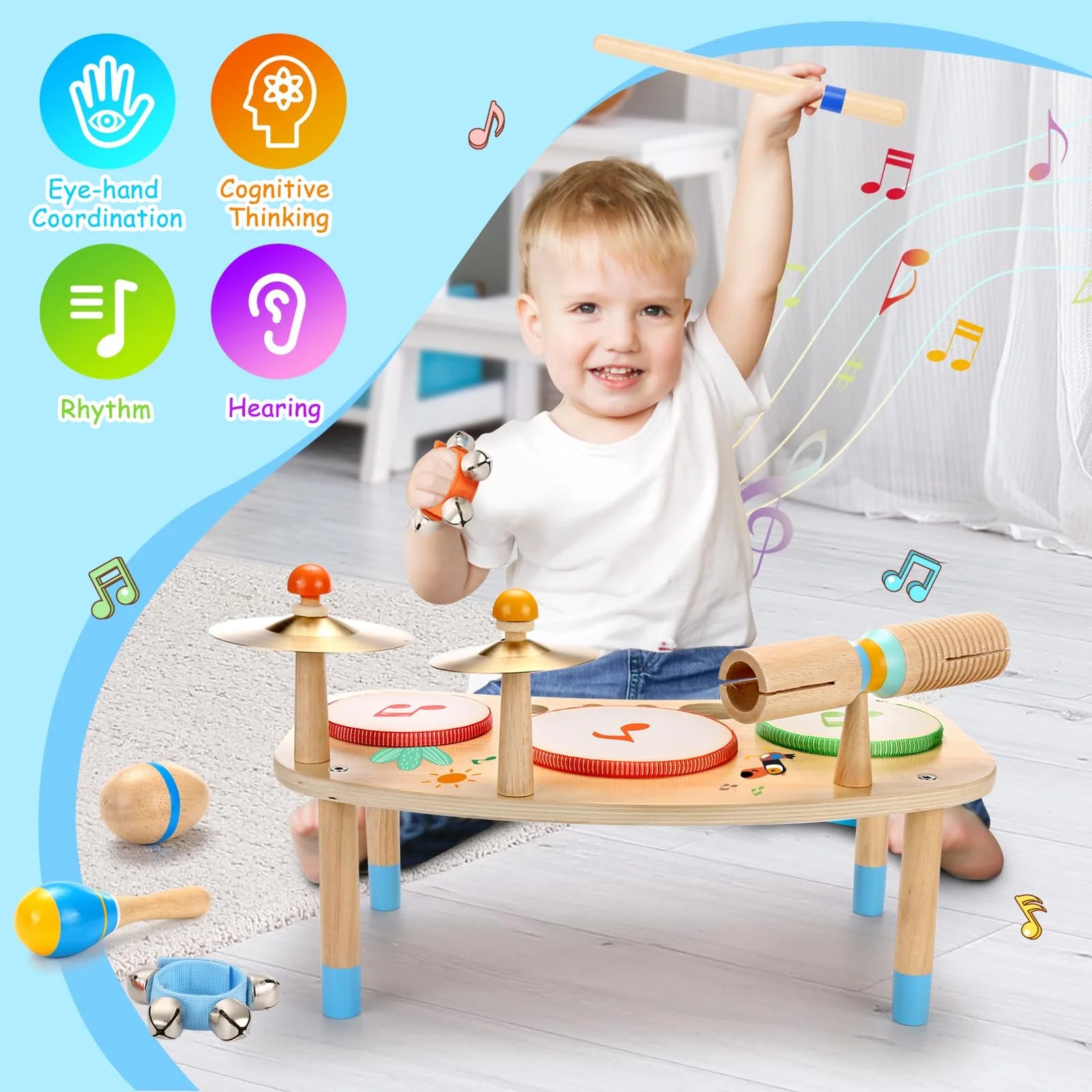 Kids Drum Set,Musical Instruments for Toddlers Montessori Learning Preschool Toys for Boys Girls Birthday