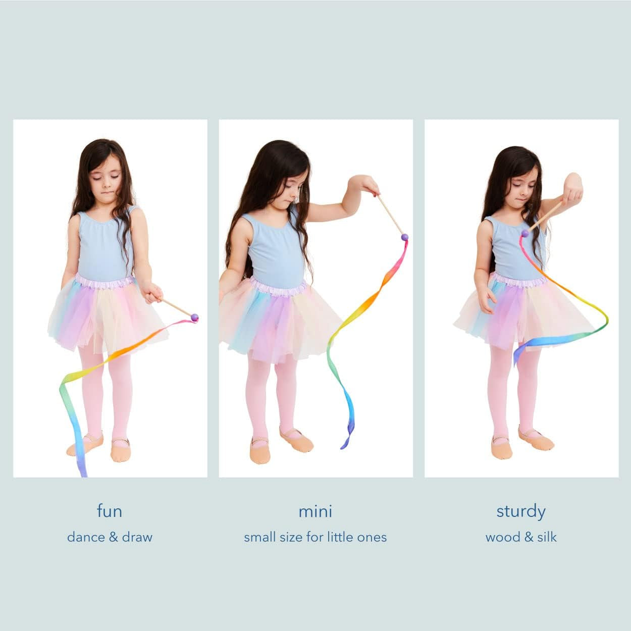 Sarah's Silk Mini Streamer - Ribbon Wand for Kids, Pretend Play, Dance, Baton Stick Twirling, and Gymnastics Party Favors | 100% Silk and Wood Montessori and Waldorf Toys