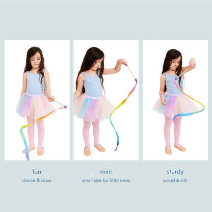 Sarah's Silk Mini Streamer - Ribbon Wand for Kids, Pretend Play, Dance, Baton Stick Twirling, and Gymnastics Party Favors | 100% Silk and Wood Montessori and Waldorf Toys