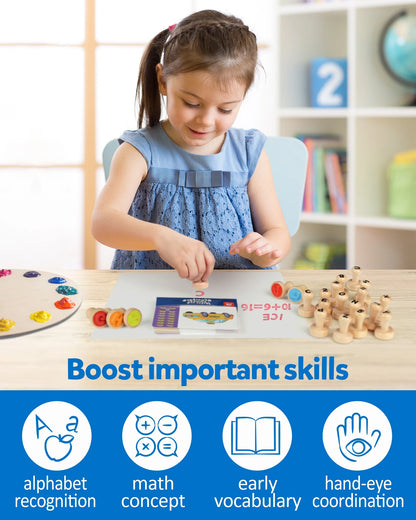 Wooden Alphabet and Number Stamps - Montessori Educational Tool for Early Childhood Development