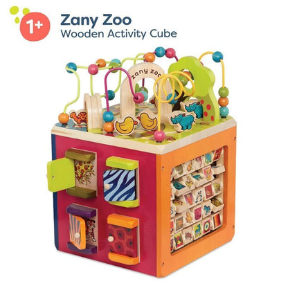 B. Toys Wooden Activity Cube - Zany Zoo: Educational Play with Animals, Spinners