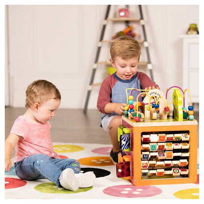 B. Toys Wooden Activity Cube - Zany Zoo: Educational Play with Animals, Spinners