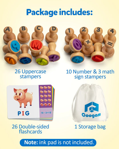 Wooden Alphabet and Number Stamps - Montessori Educational Tool for Early Childhood Development