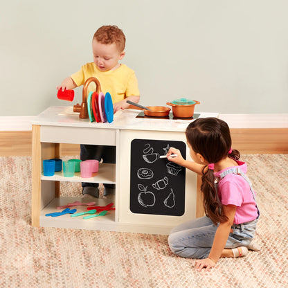 Two N' One Wooden Kitchen Café with Dishes and Chalkboard, Toddler and Preschool Toys