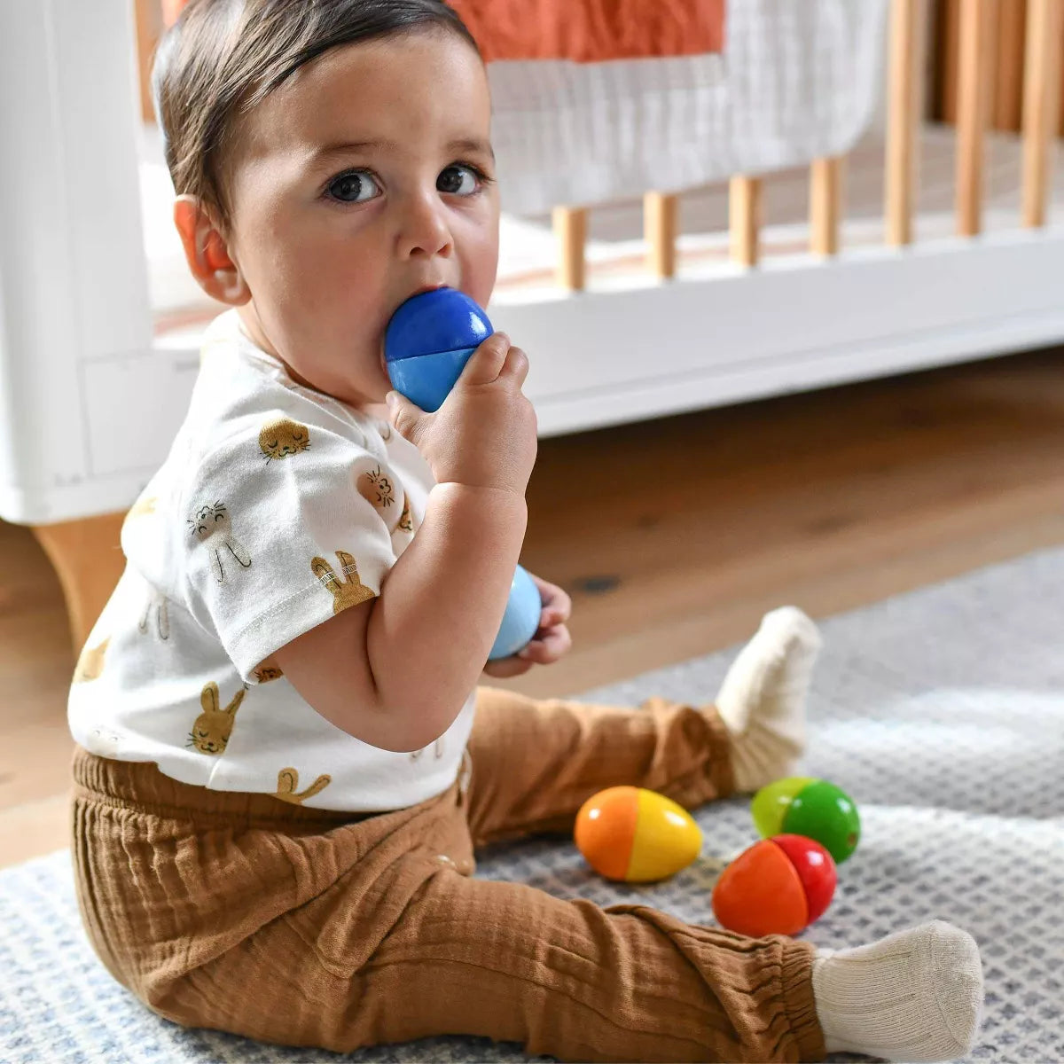 HABA Fun with Sounds Wooden Eggs - Five Acoustic Sounds, German-Made Musical Instruments for Toddlers, Montessori Sensory Toys for Ages 2 and Up