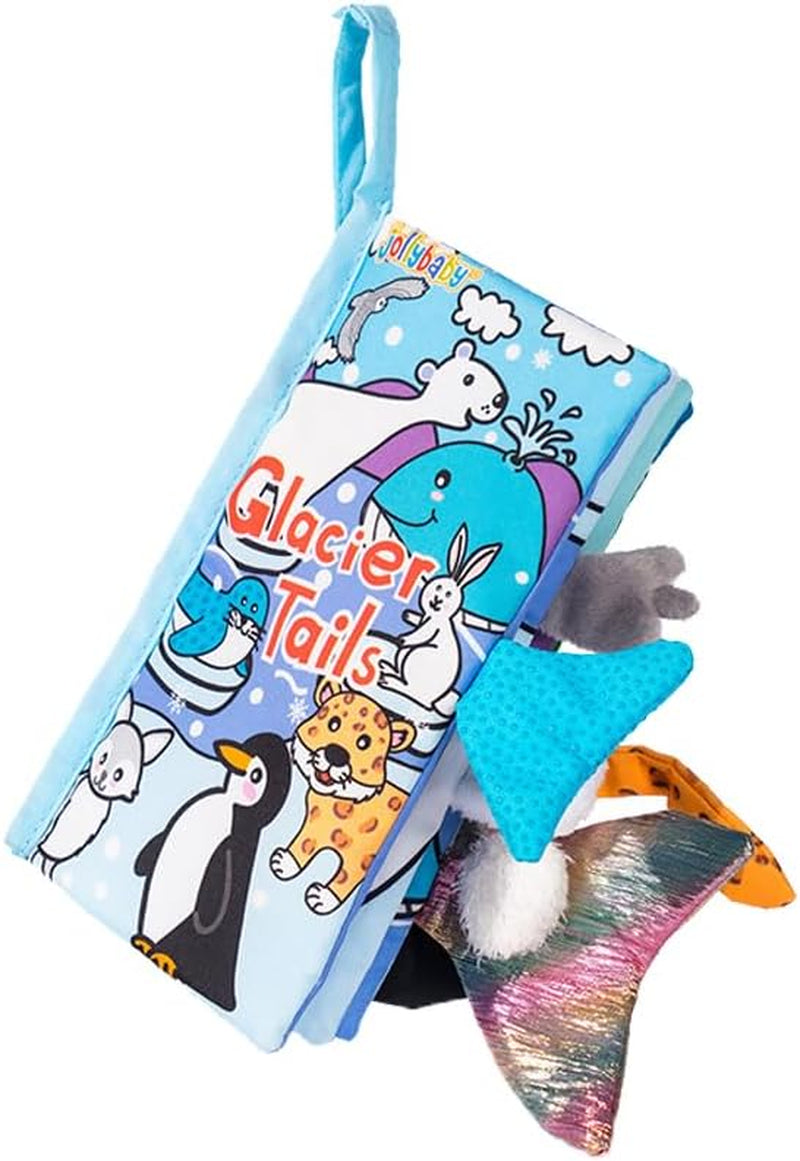 Soft Cloth Baby Books for Infants 0-6 Months - Crinkle Sensory Toys with Glacier Tails for Tummy Time and Touch & Feel Experience (3 Months+)