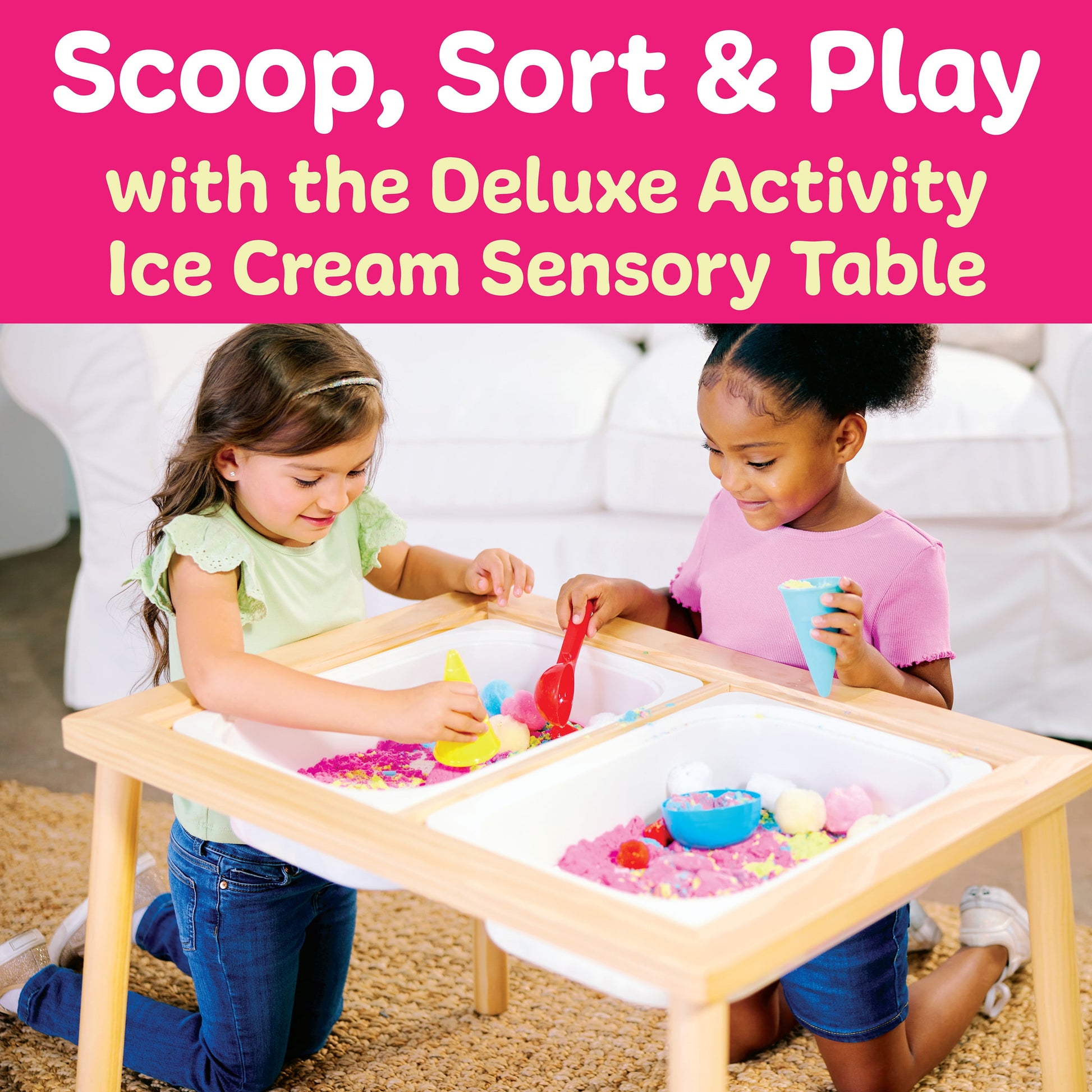 Deluxe Sensory Activity Table: Ice Cream Shop for Toddlers Ages 3-5+ with Included Sensory Bins and Toys