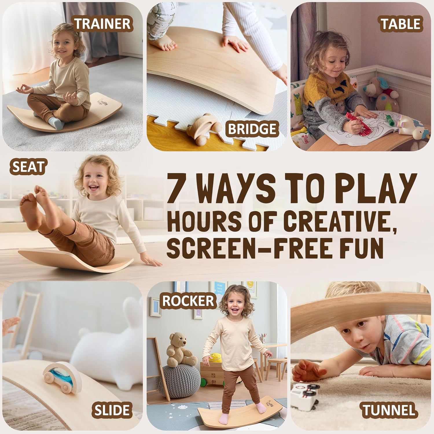 Montessori Wooden Wobble Board for Kids & Adults -100% Natural Wood Balance Board, Waldorf Toddler Balancing Toy, Unique Boy Girl Open Ended Toy Best Valentines Day & Easter Gifts Idea 2026