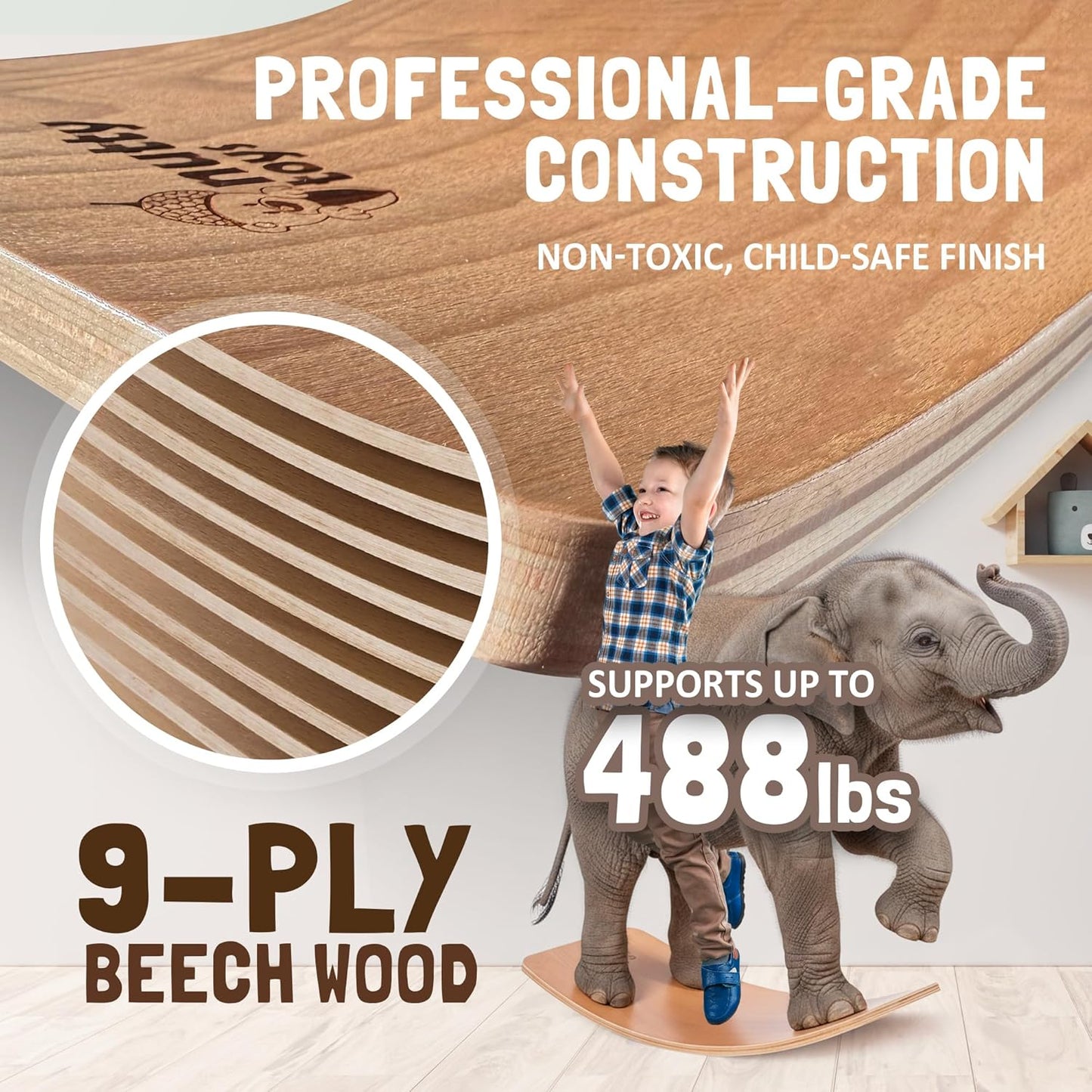 Montessori Wooden Wobble Board for Kids & Adults -100% Natural Wood Balance Board, Waldorf Toddler Balancing Toy, Unique Boy Girl Open Ended Toy Best Valentines Day & Easter Gifts Idea 2026