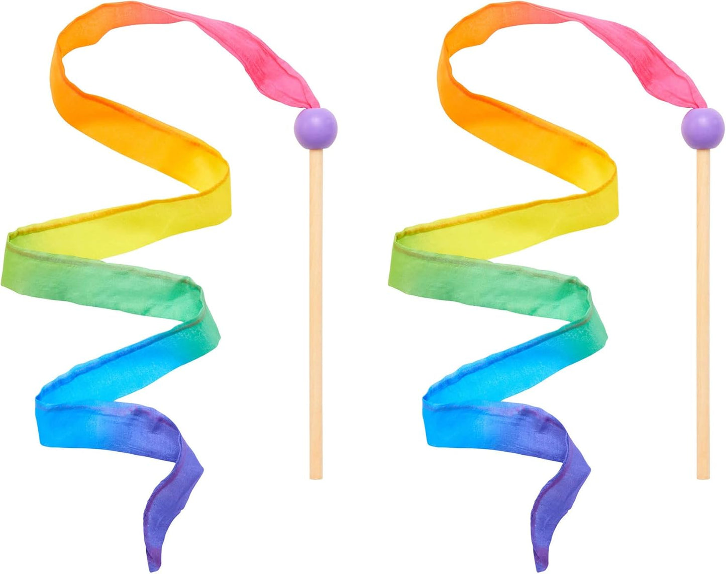 Sarah's Silk Mini Streamer - Ribbon Wand for Kids, Pretend Play, Dance, Baton Stick Twirling, and Gymnastics Party Favors | 100% Silk and Wood Montessori and Waldorf Toys