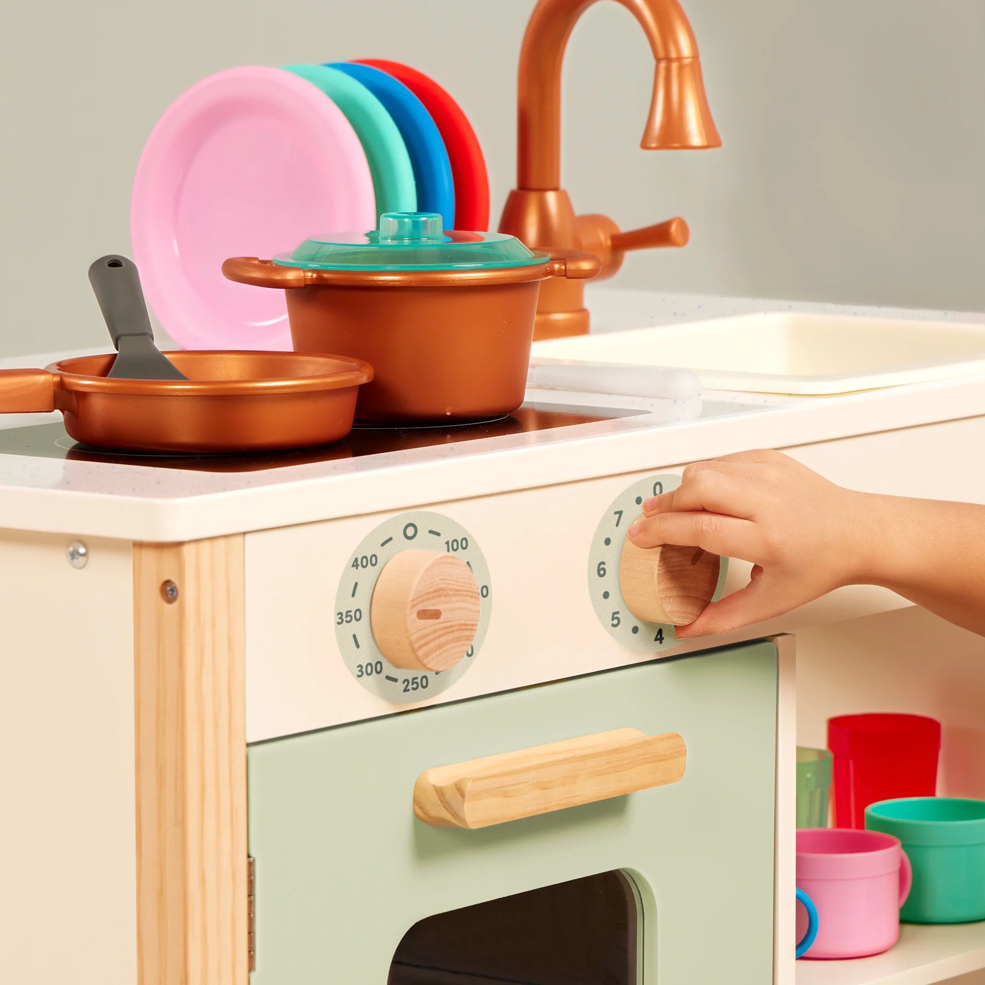 Two N' One Wooden Kitchen Café with Dishes and Chalkboard, Toddler and Preschool Toys