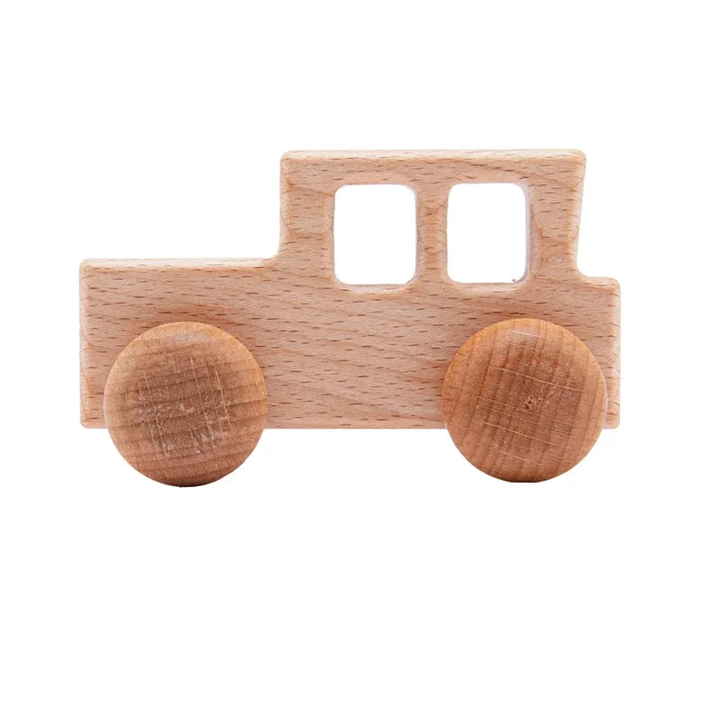 Set of 8 Wooden Dinosaur Vehicles - Montessori Developmental Push Toys for Infants and Toddlers
