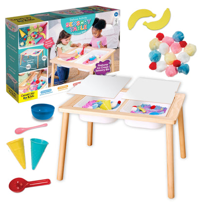 Deluxe Sensory Activity Table: Ice Cream Shop for Toddlers Ages 3-5+ with Included Sensory Bins and Toys