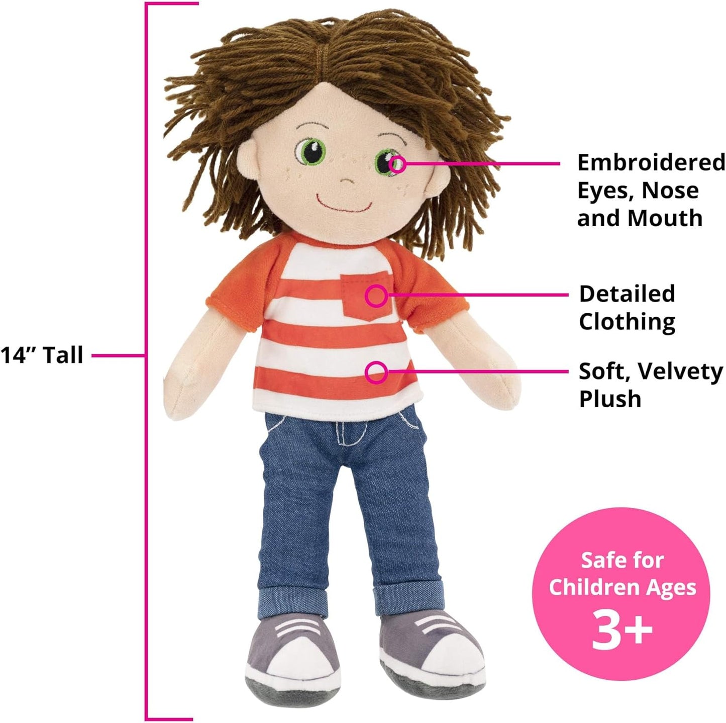 14-Inch Sensory Plush Baby Doll for Boys (Ollie) - Washable Rag Doll for Infants and Toddlers, Perfect Gift for Baby Showers, Birthdays, and Special Occasions