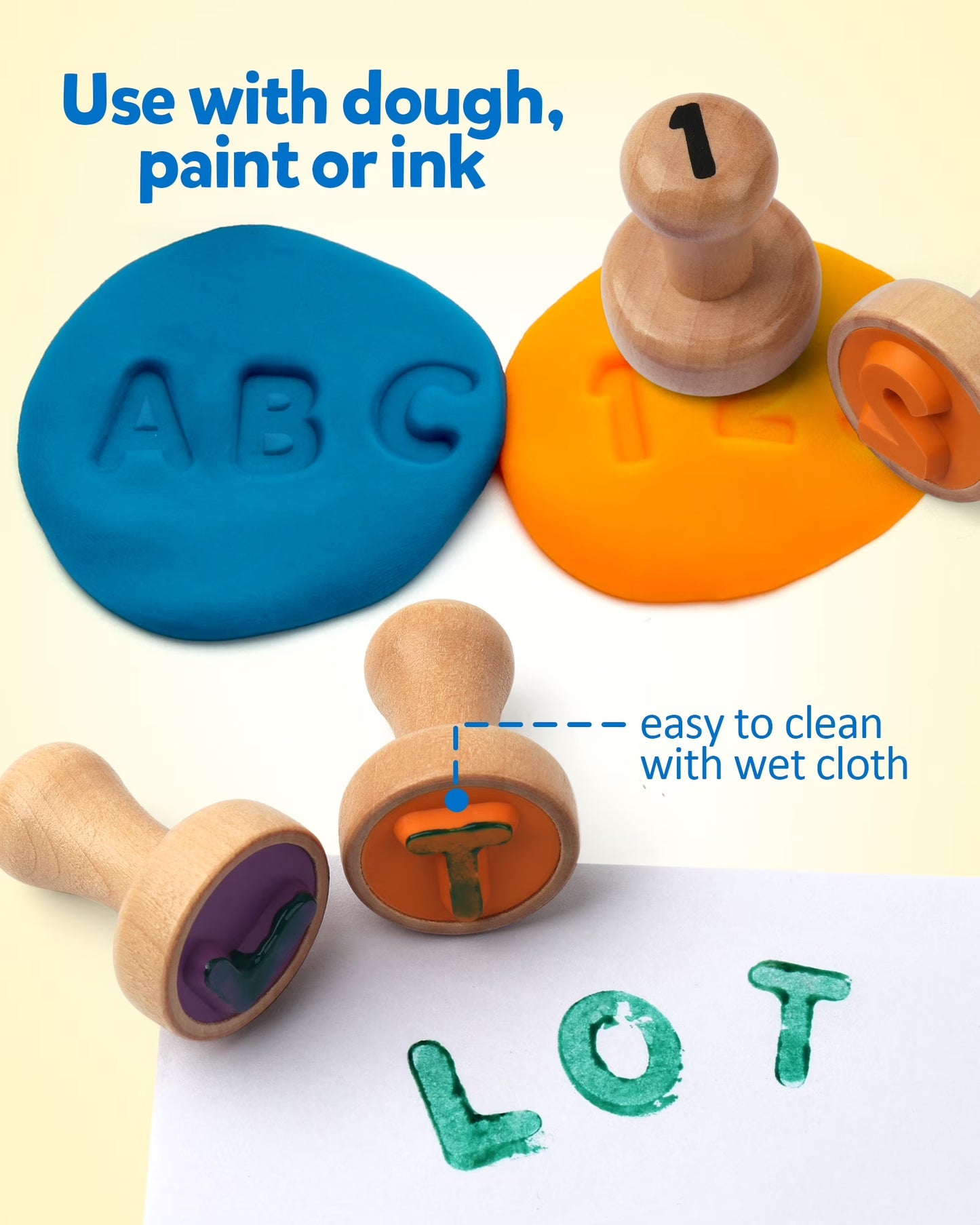 Wooden Alphabet and Number Stamps - Montessori Educational Tool for Early Childhood Development