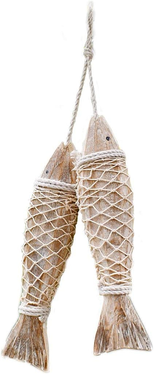 Wooden Fish Wall Art - Rustic Nautical Home Decor Sculpture for Bathroom, Bedroom, and Lake House (Large)