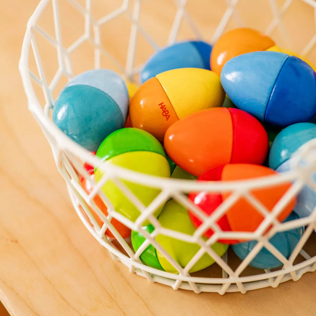 HABA Fun with Sounds Wooden Eggs - Five Acoustic Sounds, German-Made Musical Instruments for Toddlers, Montessori Sensory Toys for Ages 2 and Up