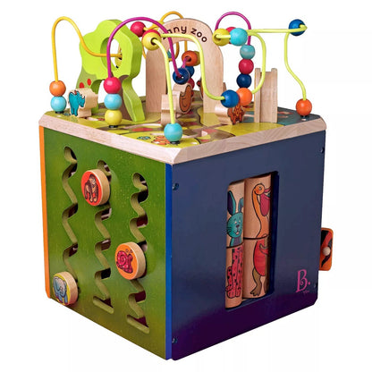 B. Toys Wooden Activity Cube - Zany Zoo: Educational Play with Animals, Spinners