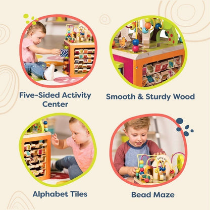 B. Toys Wooden Activity Cube - Zany Zoo: Educational Play with Animals, Spinners