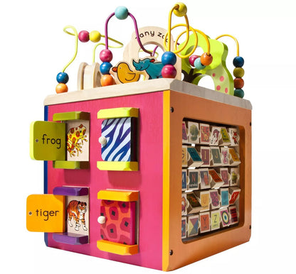 B. Toys Wooden Activity Cube - Zany Zoo: Educational Play with Animals, Spinners