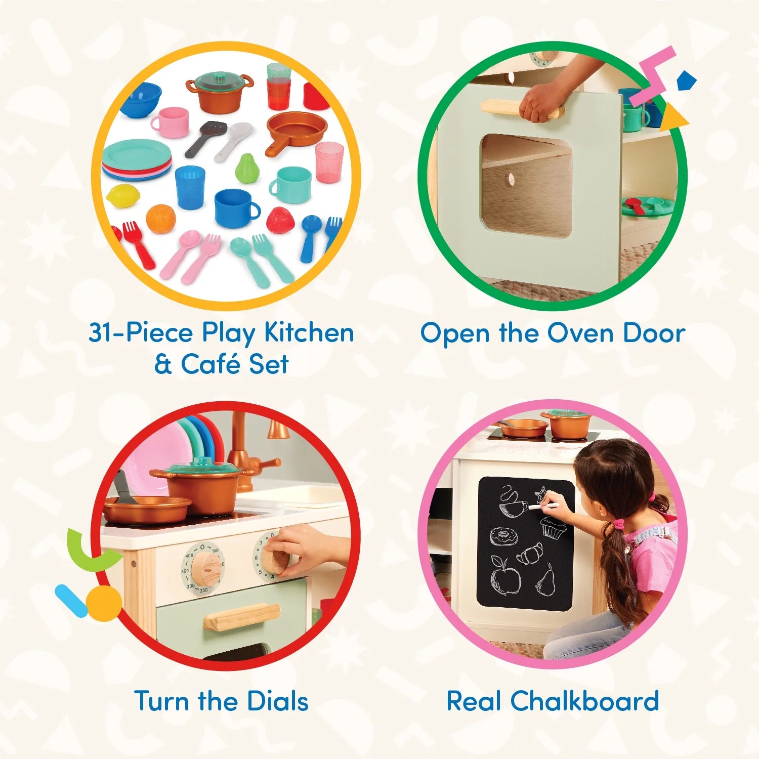 Two N' One Wooden Kitchen Café with Dishes and Chalkboard, Toddler and Preschool Toys