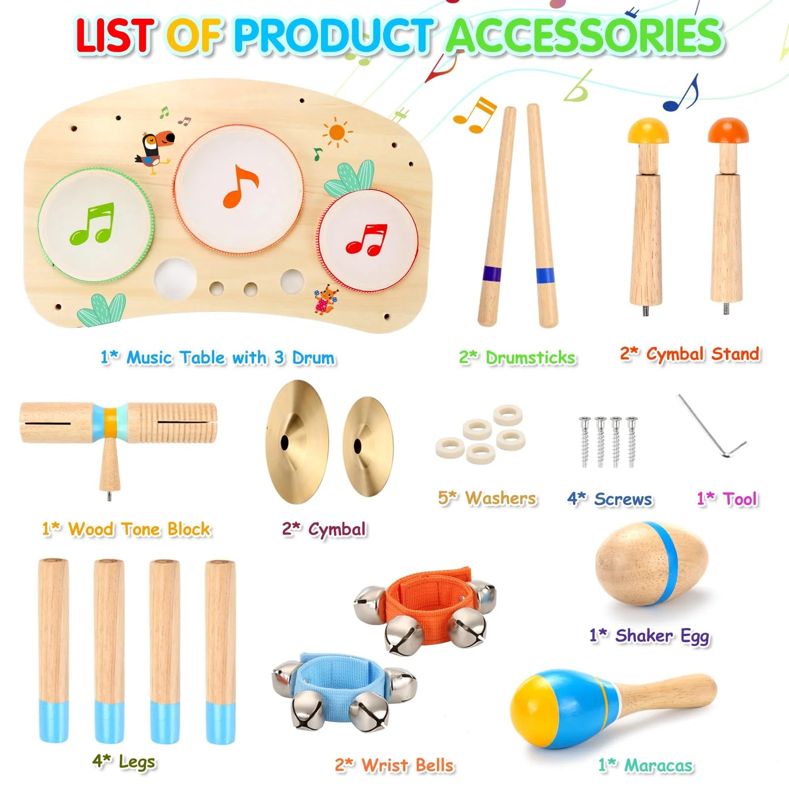 Kids Drum Set,Musical Instruments for Toddlers Montessori Learning Preschool Toys for Boys Girls Birthday