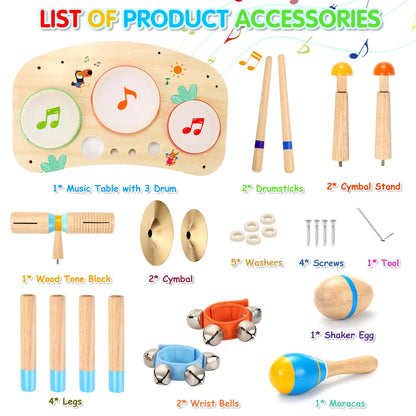 Kids Drum Set,Musical Instruments for Toddlers Montessori Learning Preschool Toys for Boys Girls Birthday