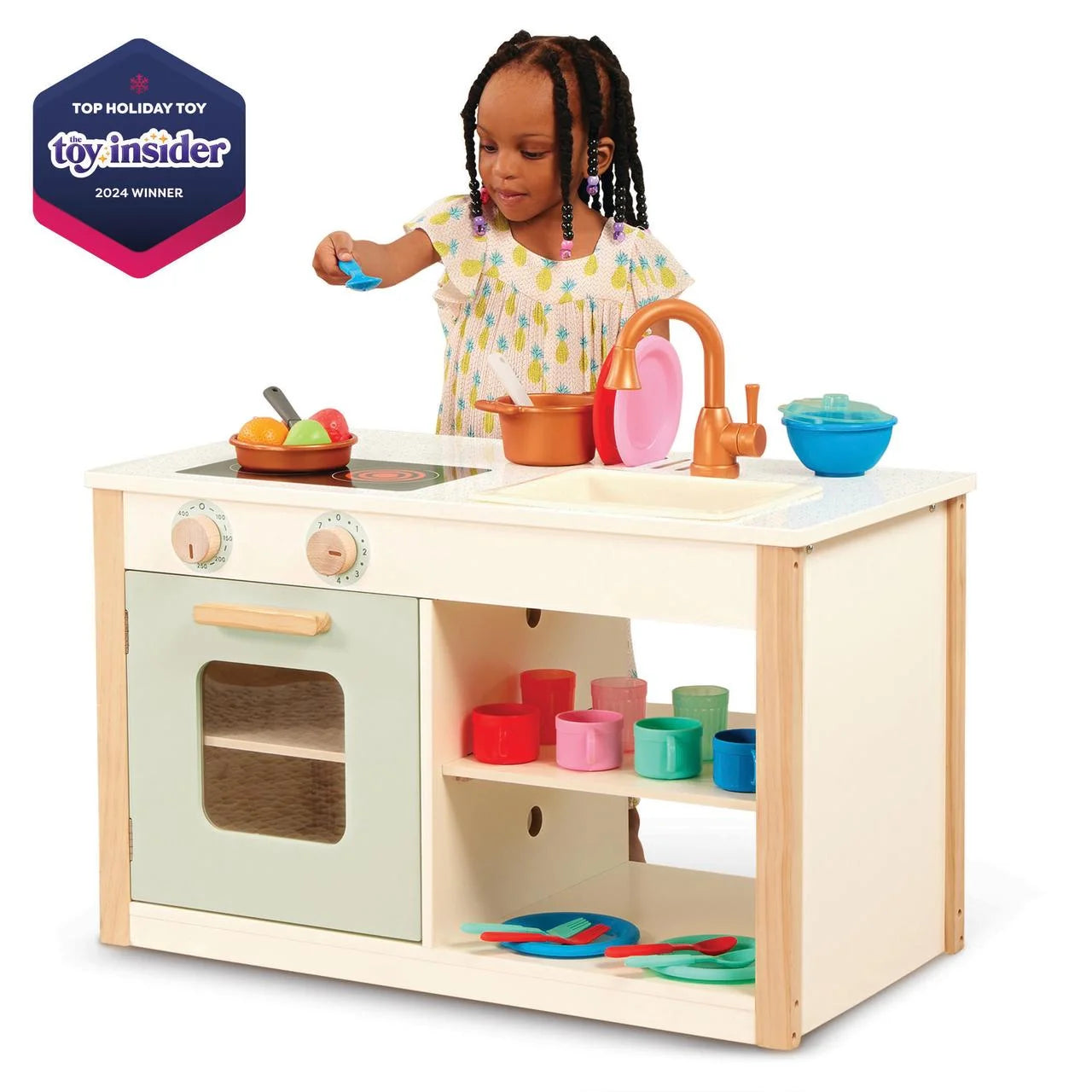 Two N' One Wooden Kitchen Café with Dishes and Chalkboard, Toddler and Preschool Toys