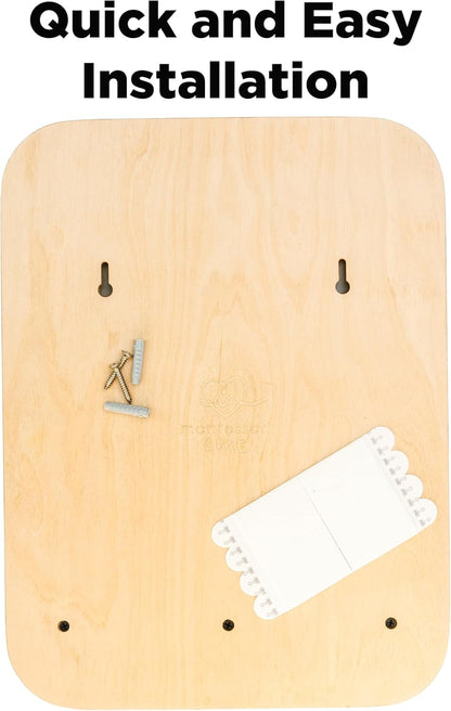 Montessori Wall Mirror with Hooks & Shelf - Toddler Self-Care Station