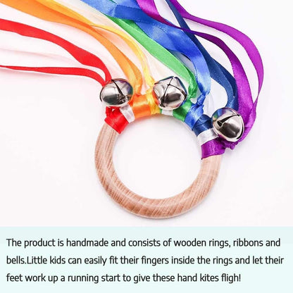 Montessori Toy | Hand Kite | Baby Sensory Toy | Sensory Ribbon Toy | Waldorf Toy | Wooden Baby Toys | Wooden Toddler Toys | Rainbow Hand Kite