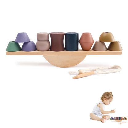 Wooden Tree Toys Balance Toys Wooden Peg Dolls Preschool Learning Educational Montessori Toys, Natural Woodland Trees Creative Accessories for Home Decor