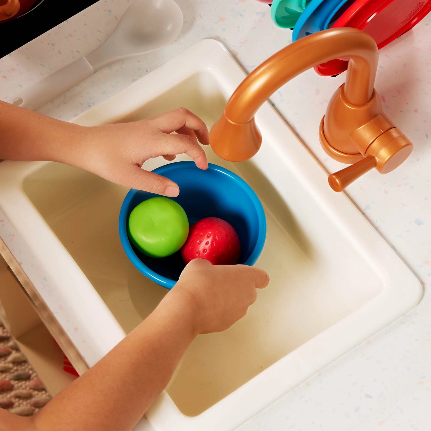 Two N' One Wooden Kitchen Café with Dishes and Chalkboard, Toddler and Preschool Toys