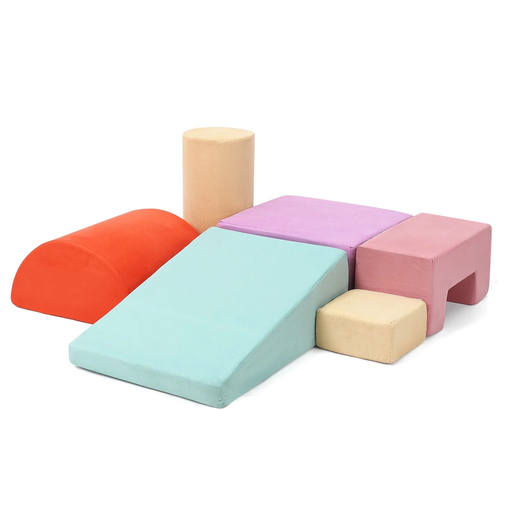 6-Piece Soft Foam Climbing Set for Toddlers and Preschoolers - Indoor Activity Play Blocks for Climbing, Crawling, and Sliding